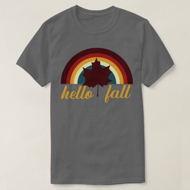 T-shirt Retro Rainbow Hello Fall (Design devant)