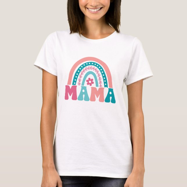T-shirt Retro Rainbow Mama (Devant)