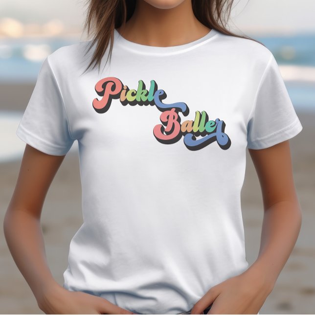 T-shirt Retro Rainbow Pickleballer Funny pickleball (Créateur téléchargé)