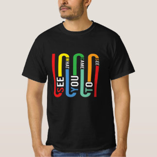 T-shirt Retro Rainbow Typography T-Shirt, Black tee