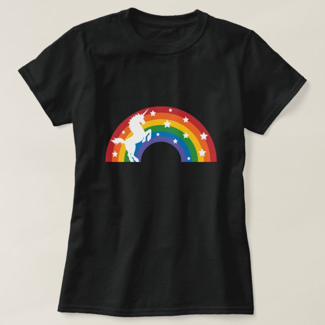 T-shirt rétro Rainbow Unicorn (Design devant)