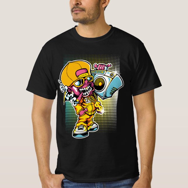 T-shirt Retro Rap Ghoul - 90s Hip-Hop Halloween Vibes (Devant)