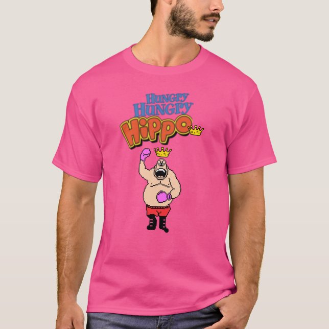 T-shirt Rétro Récréation faim Hippo affamé (Devant)