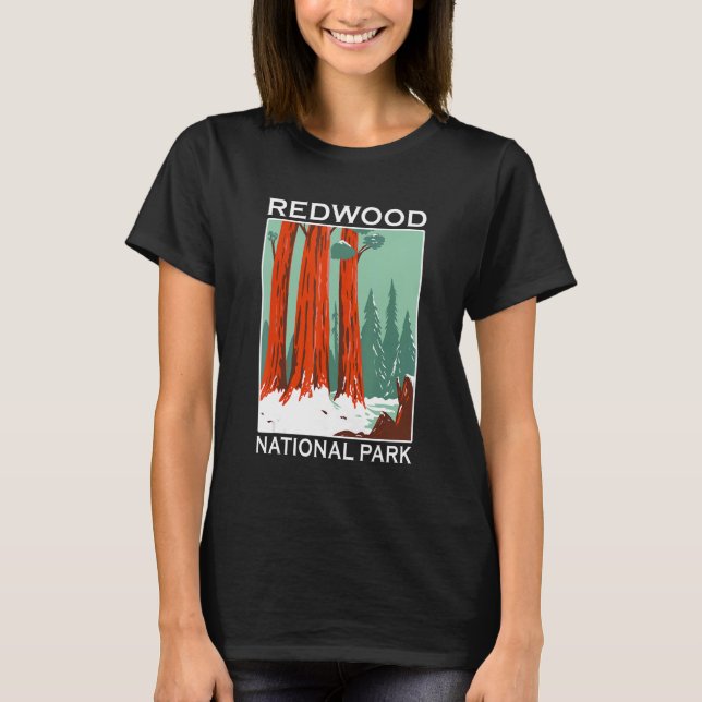 T-shirt Retro Redwood National Park Outdoor Camping Souven (Devant)