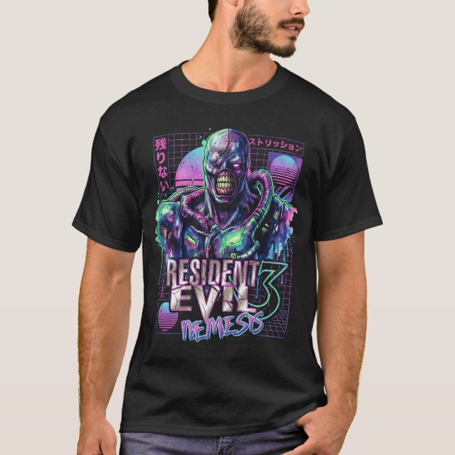 T-shirt Rétro Resident Evil Survival Horror Nemesis PS Sty (Devant)