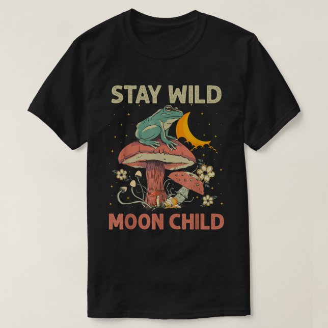 T-shirt Retro Restez sauvage Lune Enfant Grenouille Champa (Design devant)