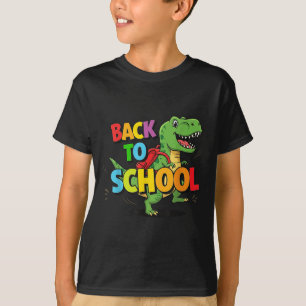 T-shirt Retro Retour À L'École Drôle Coloré Dinosaure Cart
