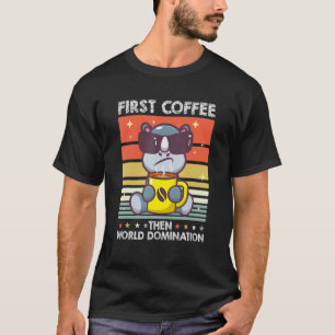 T-shirt Retro Rhinoceros Lunettes de soleil Café Wildlife