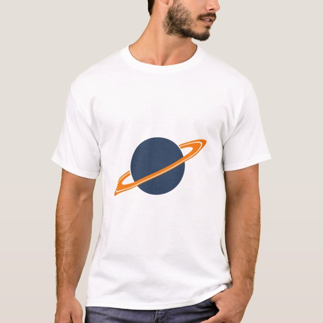 T-shirt Retro Rocket Ship Orbiting Dark Planet - Outer Spa (Devant)