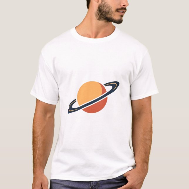 T-shirt Retro Rocket Ship Orbiting Dark Planet - Outer Spa (Devant)