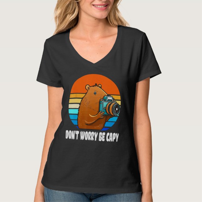 T-shirt Retro Rodent Capybara Don t Be Worry Be Capy Photo (Devant)