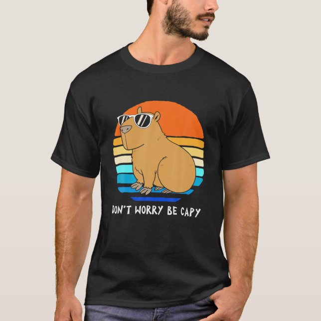 T-shirt Retro Rodent Funny Capybara Dont Be Worry Be Capy (Devant)