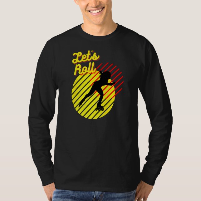 T-shirt Retro Roller Skating 80's 70's Roll Girl (Devant)