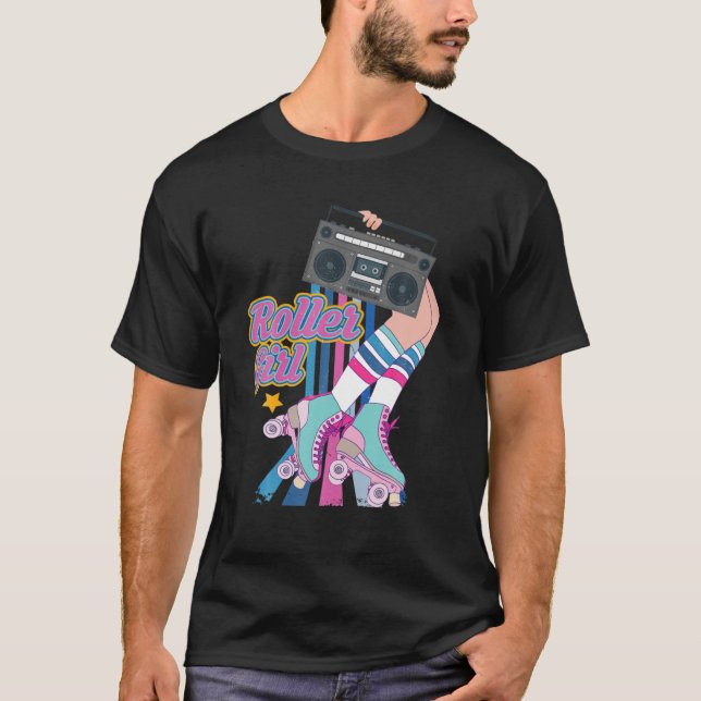 T-shirt Retro Rollerskates Funny 80'S Roller Disco Patinag (Devant)