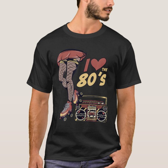 T-shirt Retro Rollerskates Funny 80'S Roller Disco Patinag (Devant)