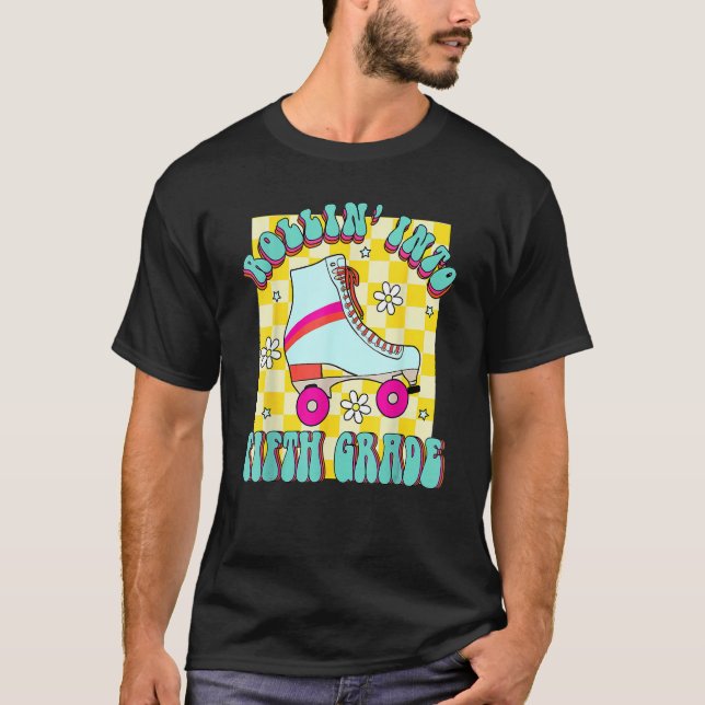 T-shirt Retro Rollin' Into Fifth Grade Roller Skate Back T (Devant)