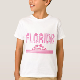 T-shirt Rétro rose au néon de palmiers de la Floride