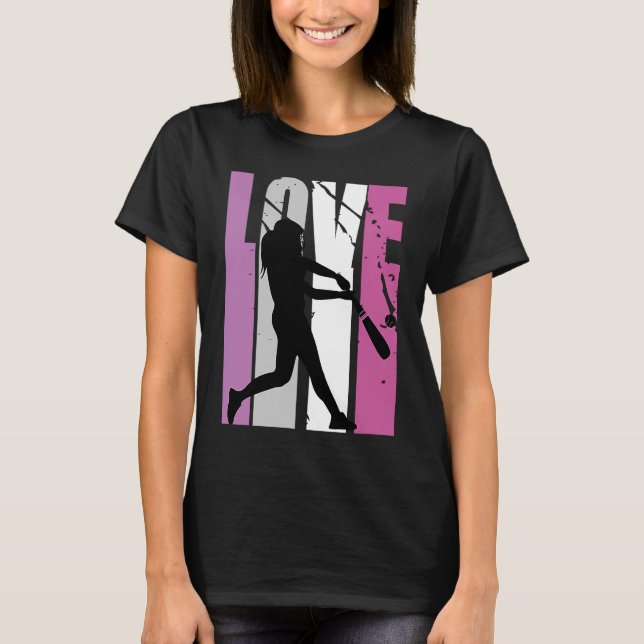 T-shirt Retro Rose Live Love Entraîneur De Baseball Femmes (Devant)