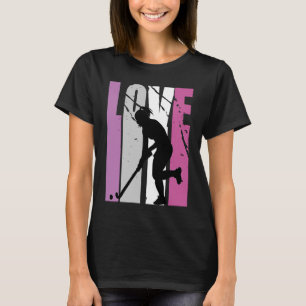 T-shirt Retro Rose Live Love Hockey Entraîneur Femme Anniv