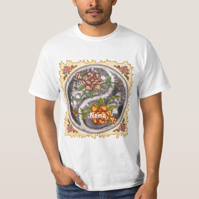 T-shirt Retro Roses Yin Yang (Devant)
