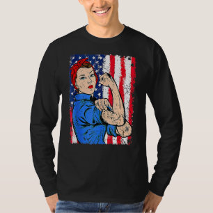 T-shirt Retro Rosie Le Drapeau Féministe Riveter Usa 4e De