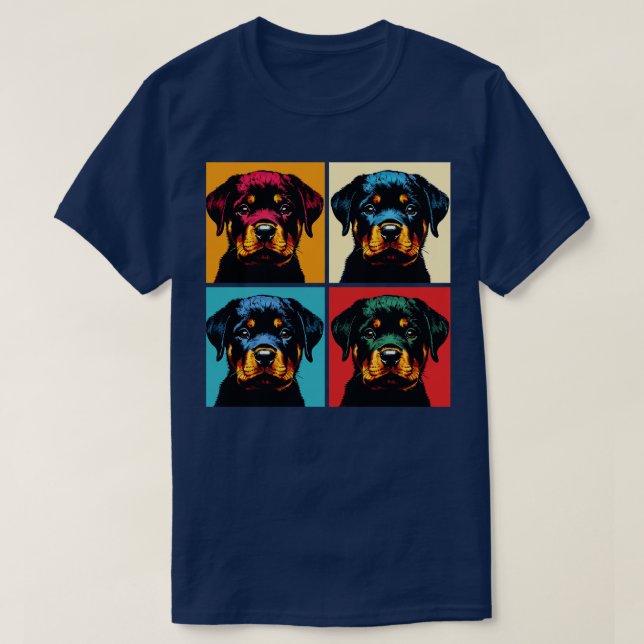 T-shirt Retro Rottweiler Art Cute Puppy (Design devant)