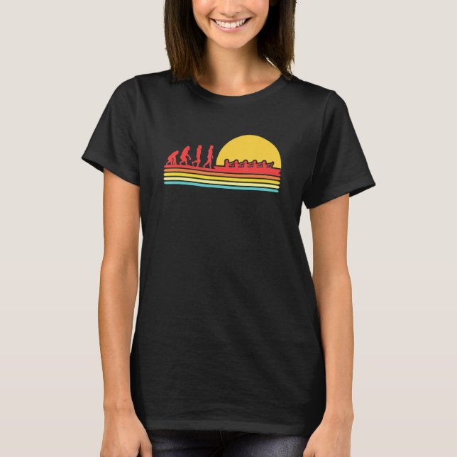 T-shirt Retro Rowing Evolution Rowboat Paddling Canoeing K (Devant)