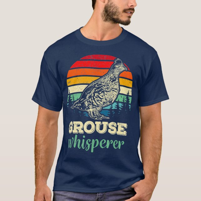 T-shirt Retro Ruffed Grouse Whisperer Oiseau chasse cadeau (Devant)