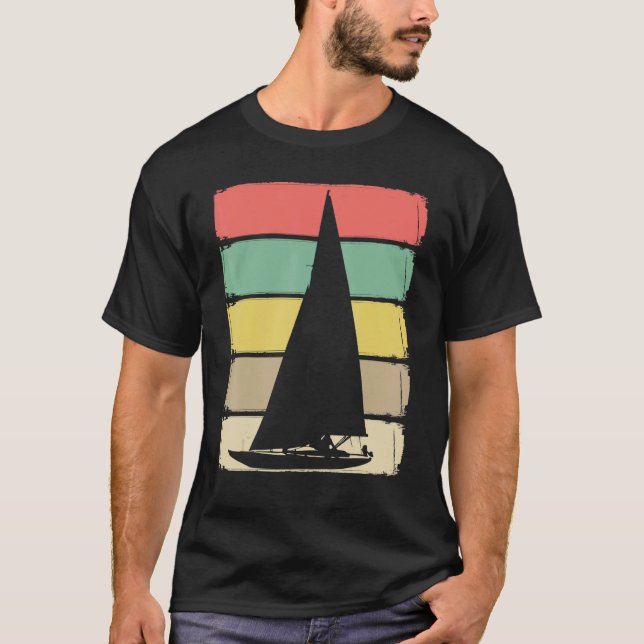 T-shirt Retro Sailboat Skipper Ship Catamaran Yacht Sail S (Devant)