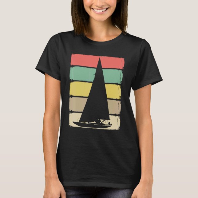 T-shirt Retro Sailboat Skipper Ship Catamaran Yacht Sail S (Devant)