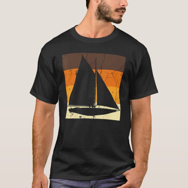 T-shirt Retro Sailboat Skipper Ship Catamaran Yacht Sail S (Devant)