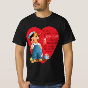 T-shirt Rétro Saint-Valentin, garçon vintage pêchant des c
