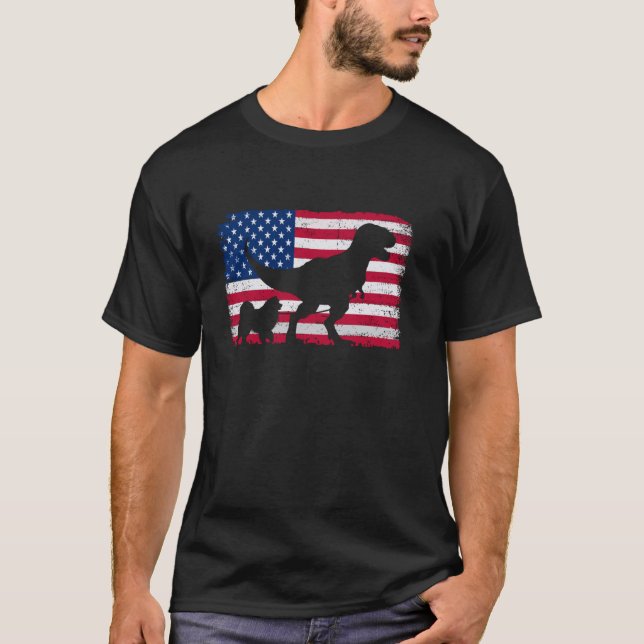 T-shirt Retro Samoyé Chien Papa 4 juillet US drapeau améri (Devant)