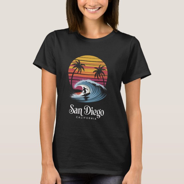 T-shirt Retro San Diego California Beach Vibes Summer Brea (Devant)