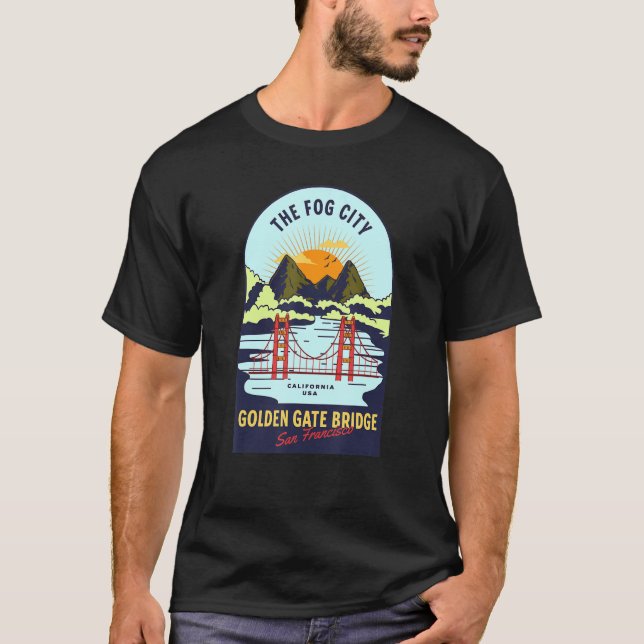 T-shirt Retro San Francisco California Golden Gate Bridge (Devant)