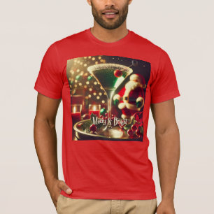 T-shirt Retro Santa Noël Martini Vert des années 50