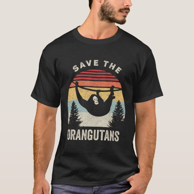 T-shirt Retro Save Orangutans Shirt Orangutan Amoureux des (Devant)