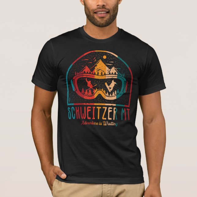 T-Shirt Retro Schweitzer Mountain Ski Sunset (Devant)