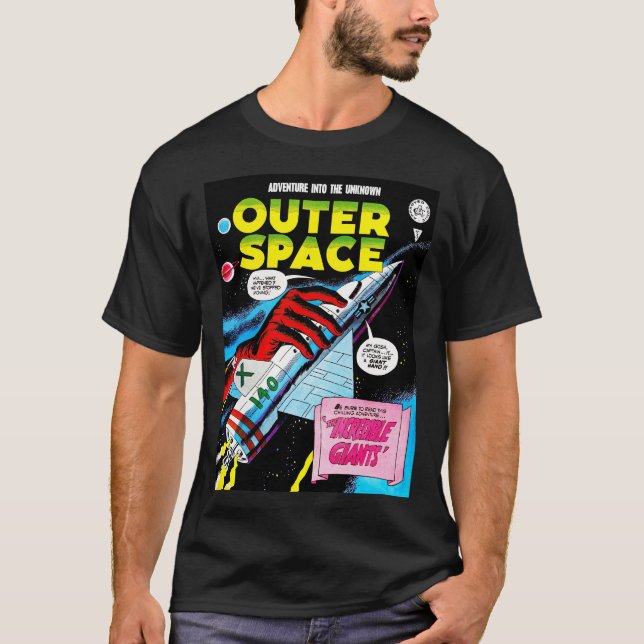 T-shirt Retro Sci-Fi Adventure Outer Space Comics Couvertu (Devant)