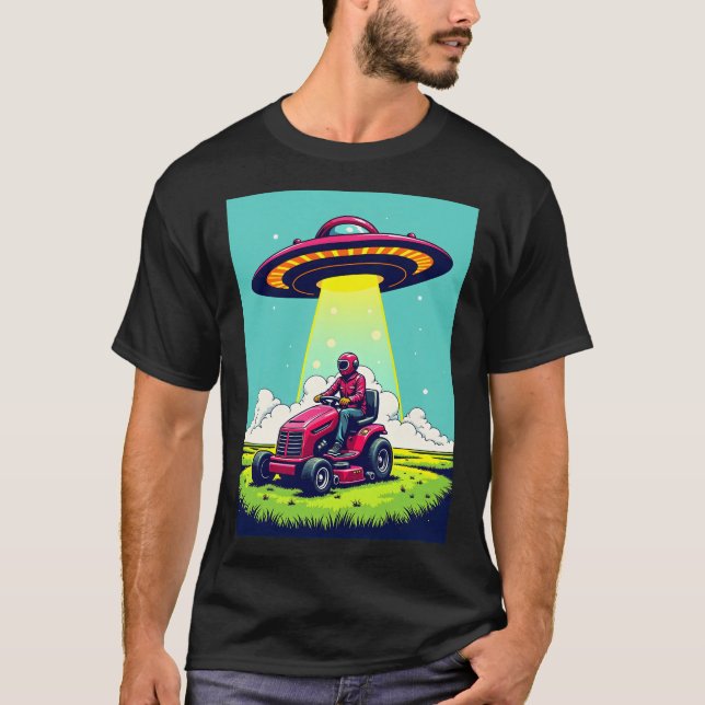 T-shirt Retro Sci Fi Cartoon Rocket Ship et tondeuse à lam (Devant)