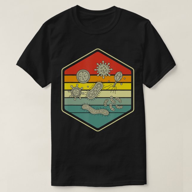 T-shirt Retro Science Nerd Cadeau Microbiologie Bactéries  (Design devant)