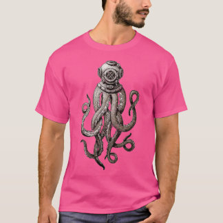 T-shirt Retro SCUBA Diver Weather Octopus Design Octopus H