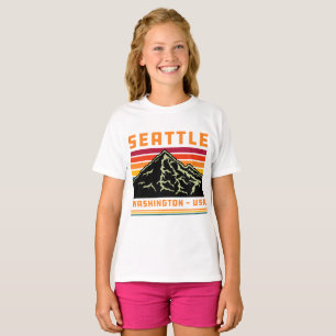 T-shirt Retro Seattle Washington State Souvenir Mountain