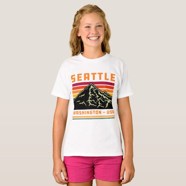 T-shirt Retro Seattle Washington State Souvenir Mountain (Devant entier)