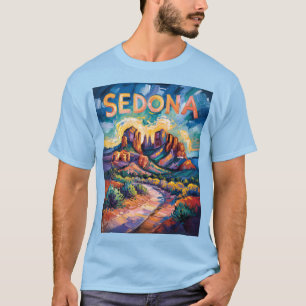 T-shirt Retro Sedona Arizona Travel Van Gogh Art Paysage
