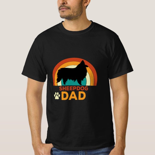 T-shirt Retro Sheepdog Papa (Devant)