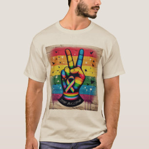 T-Shirt Rétro Signe de Paix Anti-Harcèlement