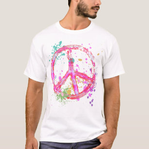 T-SHIRT RÉTRO SIGNE DE PAIX D'ÉCLABOUSSURE DE PEINTURE