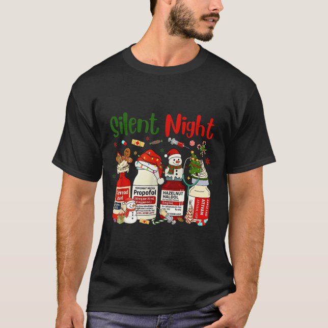 T-shirt Retro Silent Night Xmas Nurse Christmas Doctor Er  (Devant)