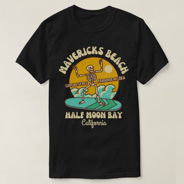 T-shirt Retro Sixties Mavericks Beach Half Moon Bay Califo (Design devant)